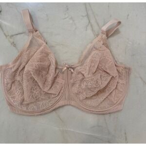 Wacoal Retro Chic Full Figure Floral Lace Sheer Underwire Bra Beige Size 38G 115
